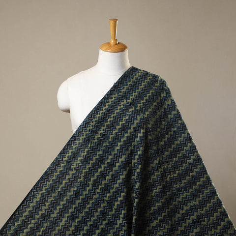 Blue Natural Dyed 3 Kaam Block Print Cotton Ajrakh Fabric