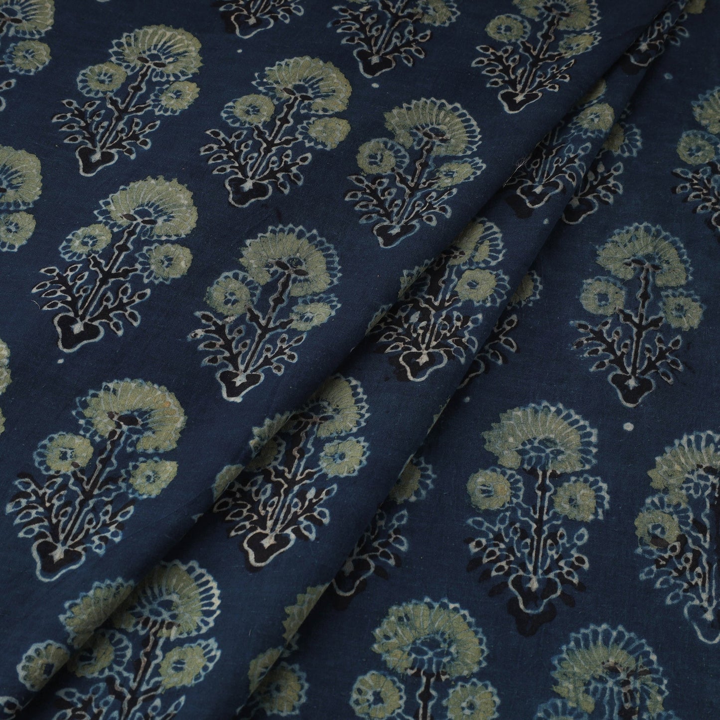 Blue - natural dyed 3 kaam cotton fabric 09 - handcrafted