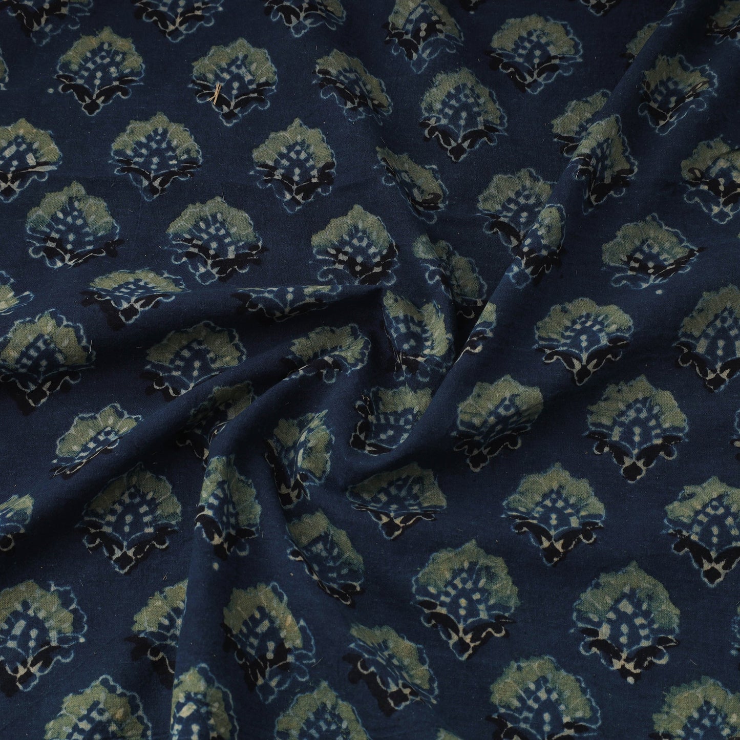 Blue - natural dyed 3 kaam cotton fabric 11 - handcrafted