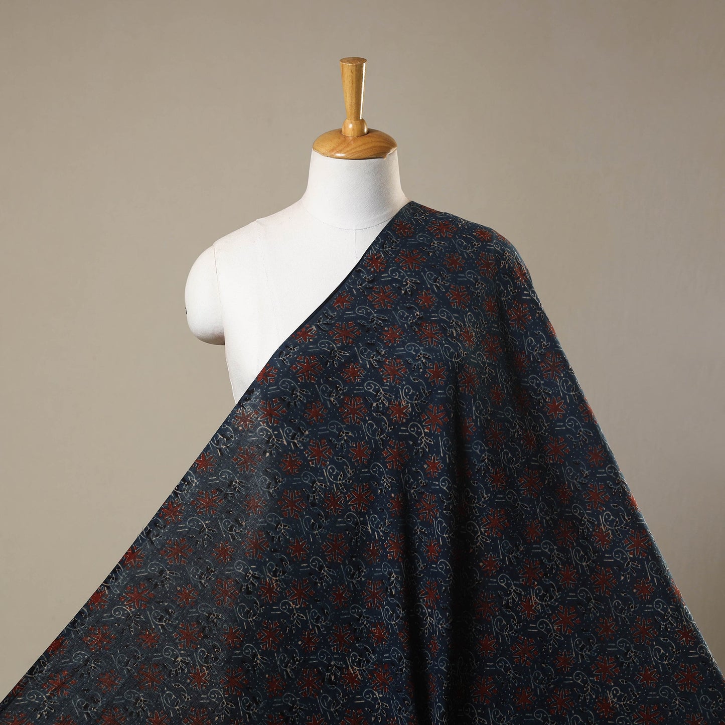 Blue - natural dyed 3 kaam cotton fabric 12 - handcrafted