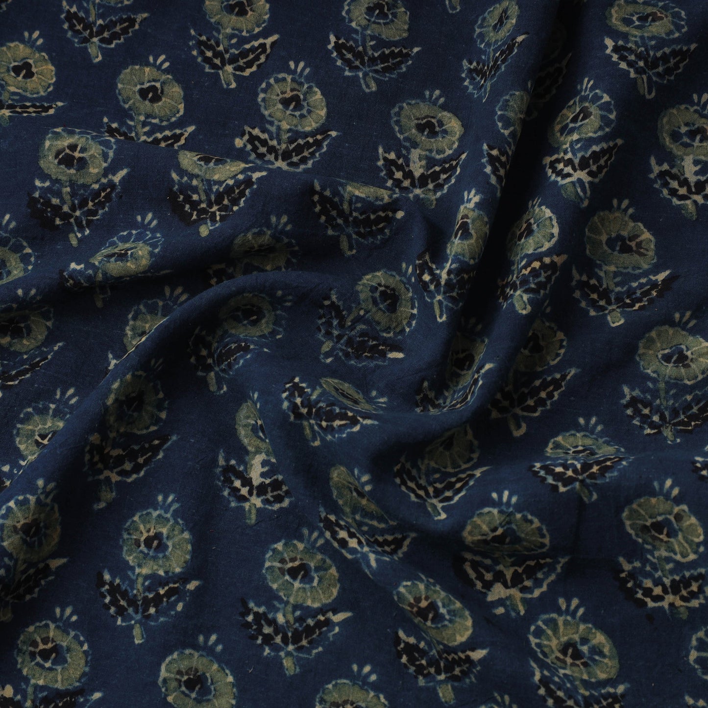 Blue - natural dyed 3 kaam cotton fabric 19 - handcrafted