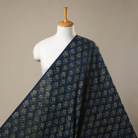 Blue - natural dyed 3 kaam cotton fabric 19 - handcrafted