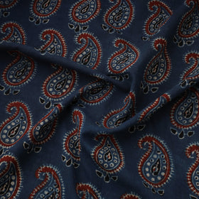Blue Natural Dyed 3 Kaam Block Print Cotton Ajrakh Fabric