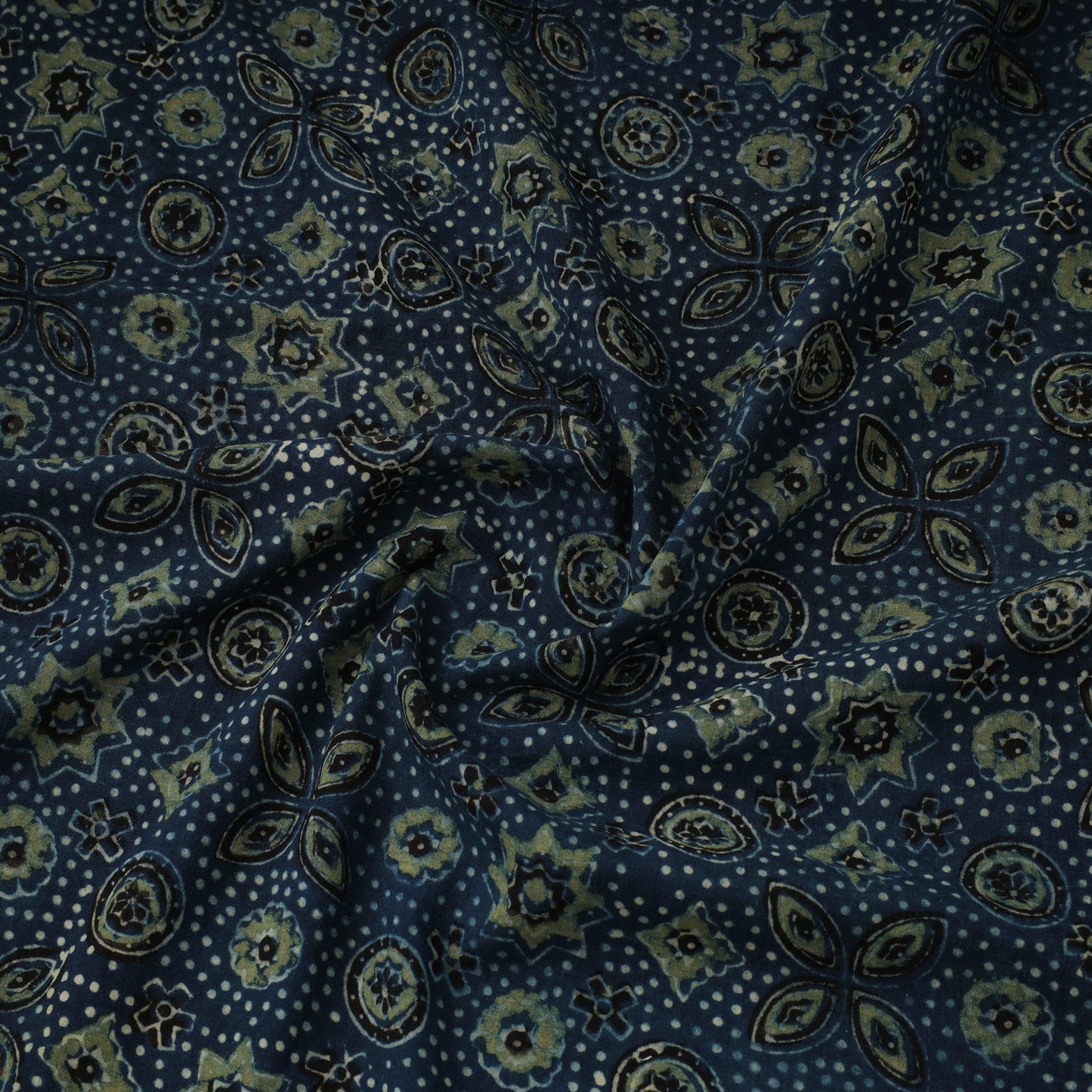 Blue - natural dyed 3 kaam cotton fabric 35 - handcrafted