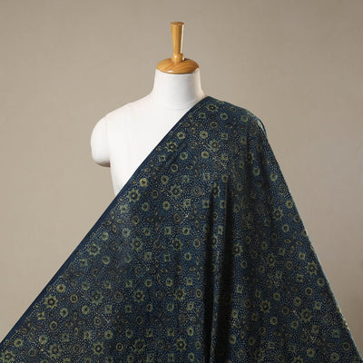 Blue - natural dyed 3 kaam cotton fabric 35 - handcrafted