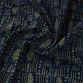 Blue Natural Dyed 3 Kaam Block Print Cotton Ajrakh Fabric