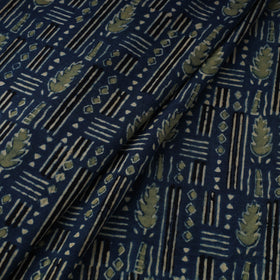 Blue Natural Dyed 3 Kaam Block Print Cotton Ajrakh Fabric