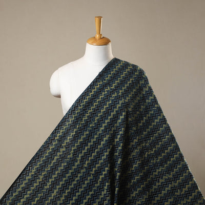 Blue Natural Dyed 3 Kaam Block Print Cotton Ajrakh Fabric