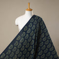 Blue Natural Dyed 3 Kaam Block Print Cotton Ajrakh Fabric