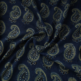 Blue Natural Dyed 3 Kaam Block Print Cotton Ajrakh Fabric