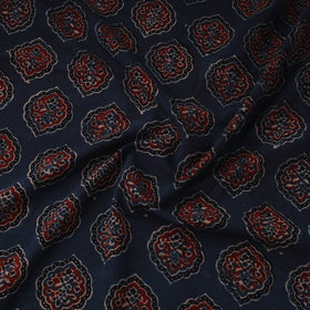 Blue Natural Dyed 3 Kaam Block Print Cotton Ajrakh Fabric