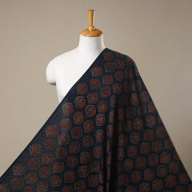 Blue Natural Dyed 3 Kaam Block Print Cotton Ajrakh Fabric