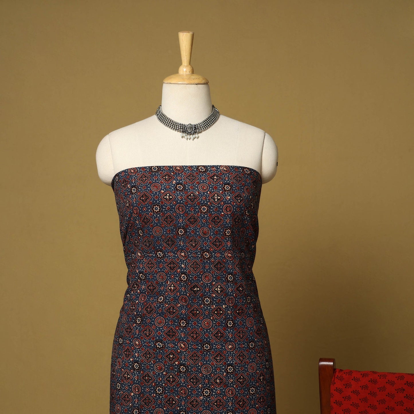 Blue - natural dyed 3pc unstitched dress material 02