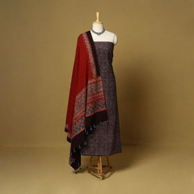 Blue - natural dyed 3pc unstitched dress material 02