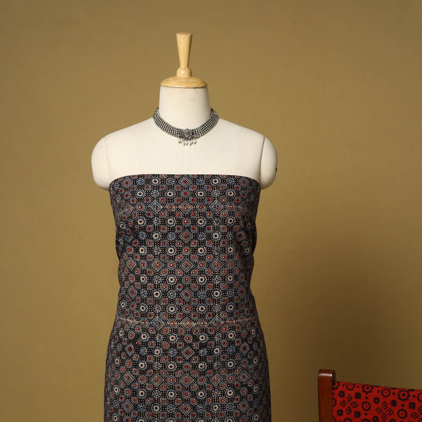 Blue - natural dyed 3pc unstitched dress material 03