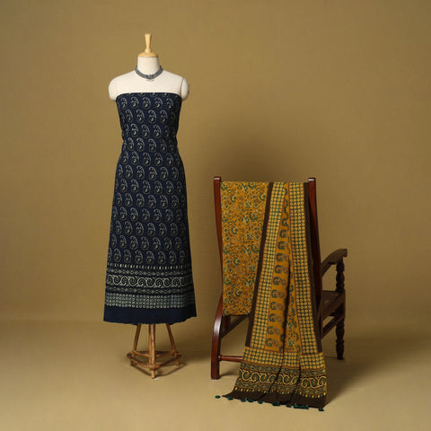 Blue - natural dyed 3pc unstitched dress material 07