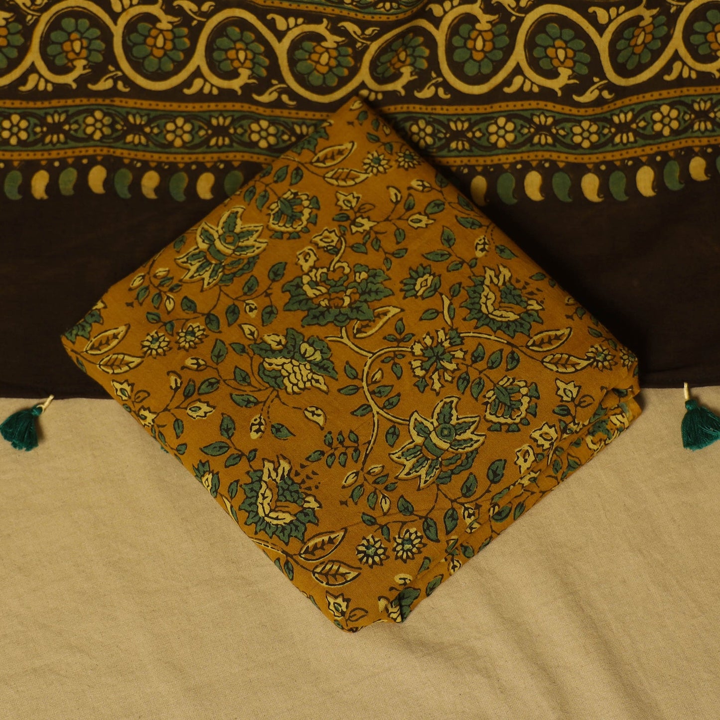 Blue - natural dyed 3pc unstitched dress material 07