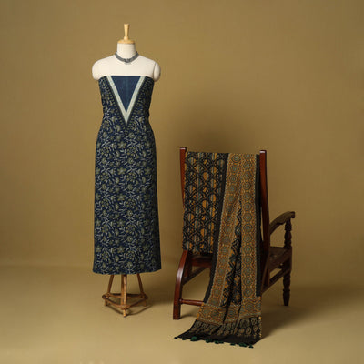 Blue - natural dyed 3pc unstitched dress material 09