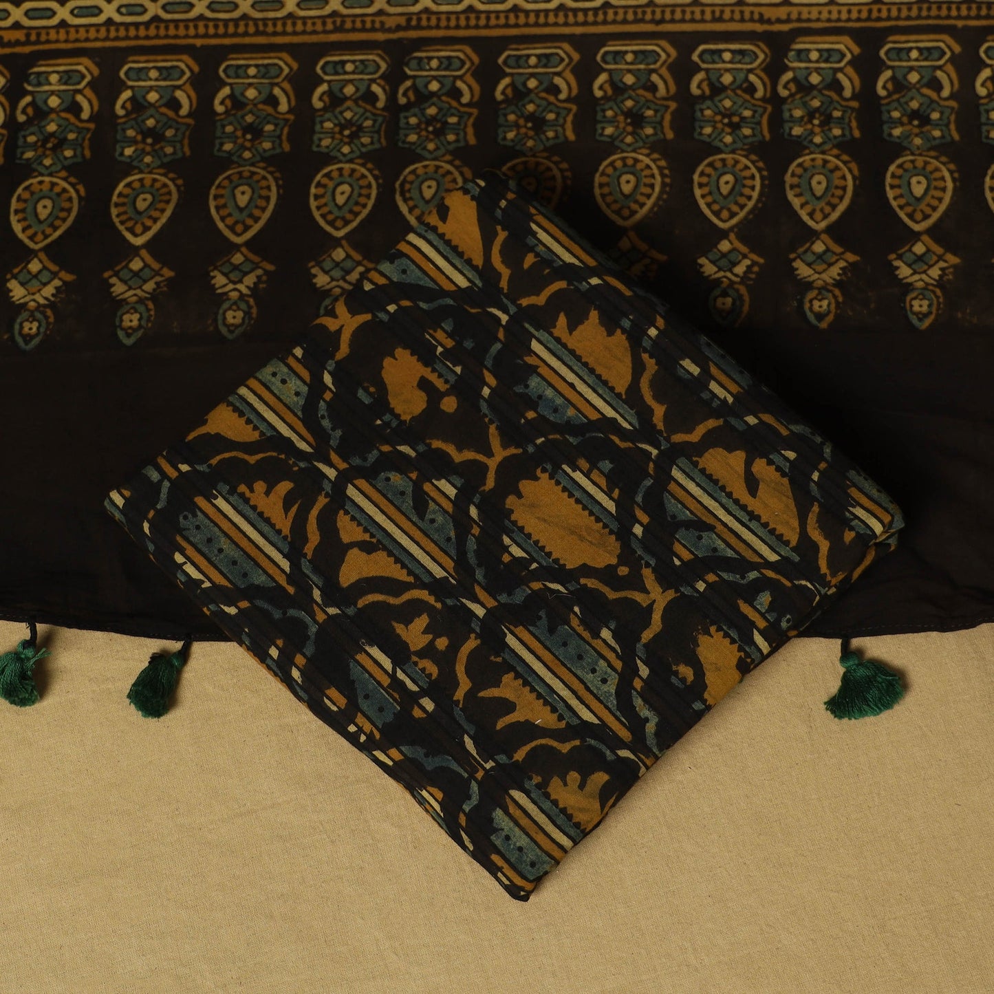 Blue - natural dyed 3pc unstitched dress material 09