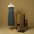 Blue - natural dyed 3pc unstitched dress material 14