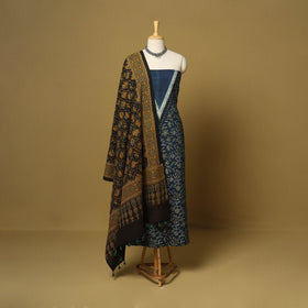 Blue - natural dyed 3pc unstitched dress material 14