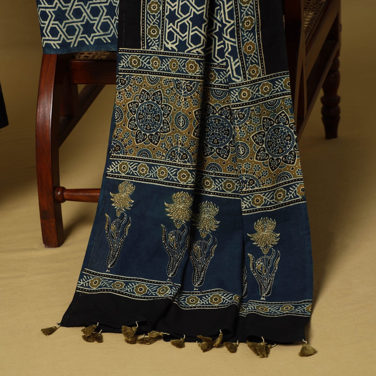 Blue - natural dyed 3pc unstitched dress material 17