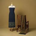 Blue - natural dyed 3pc unstitched dress material 17