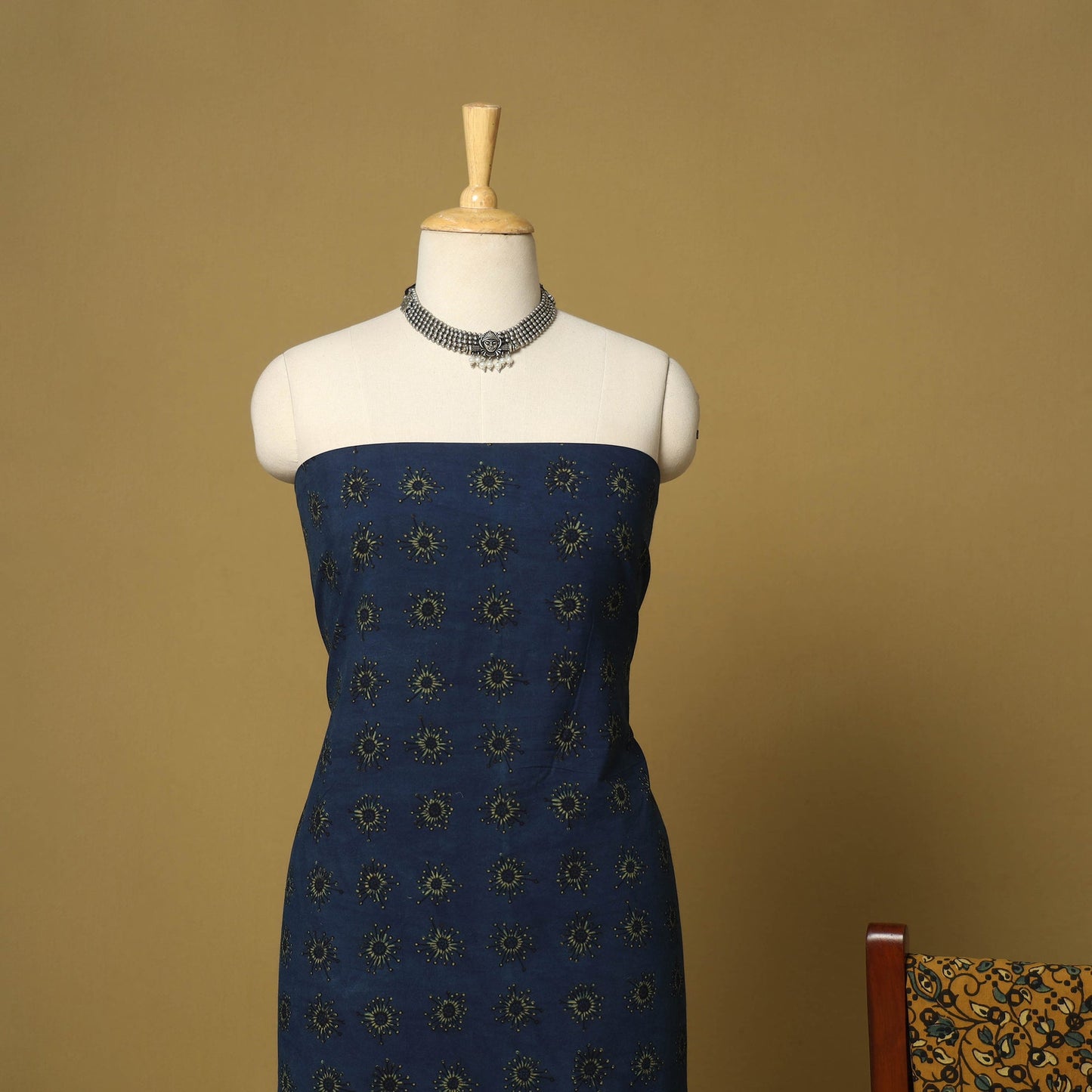 Blue - natural dyed 3pc unstitched dress material 17