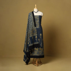 Blue - natural dyed 3pc unstitched dress material 17