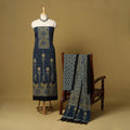 Blue - natural dyed 3pc unstitched dress material 17