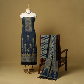 Blue - natural dyed 3pc unstitched dress material 17