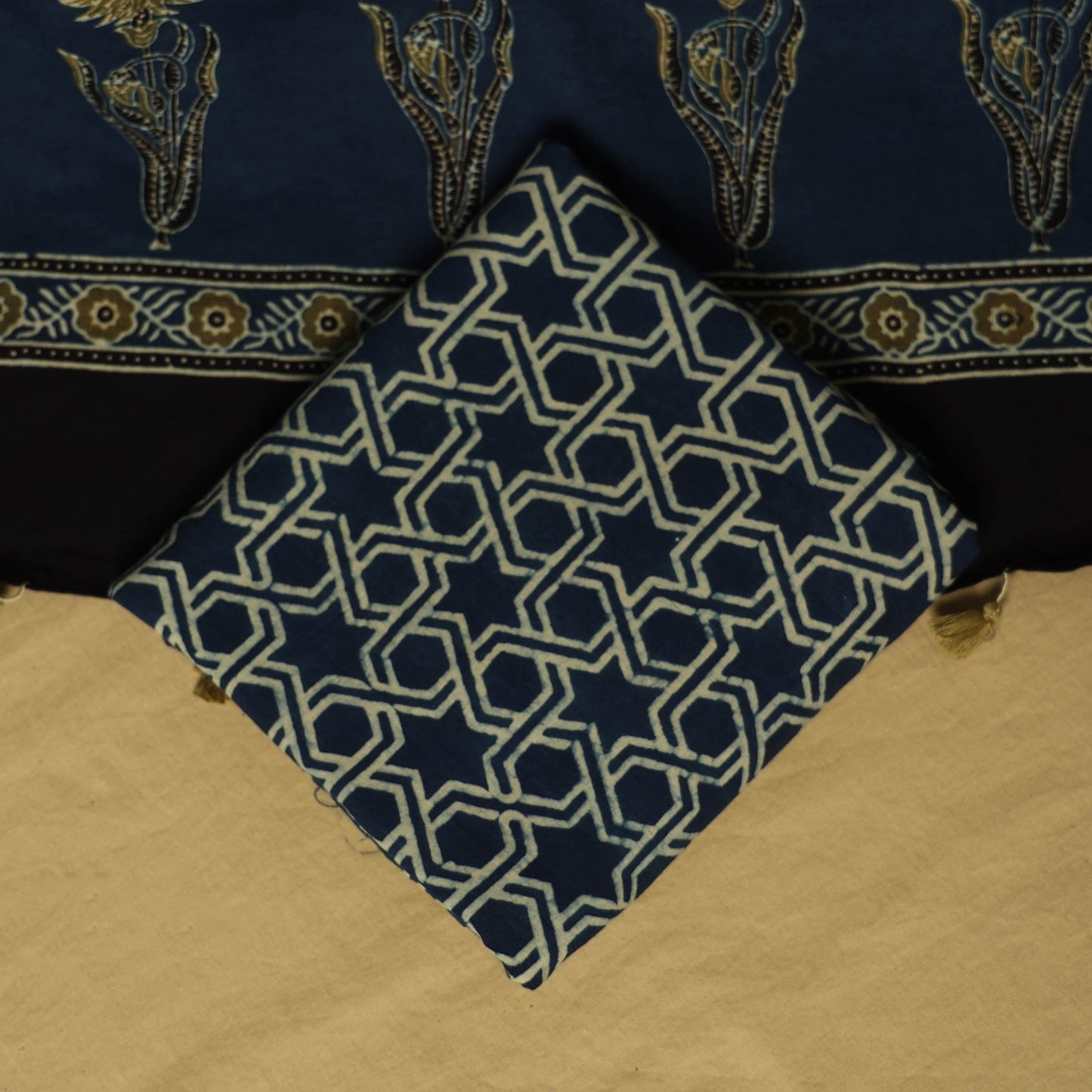 Blue - natural dyed 3pc unstitched dress material 17