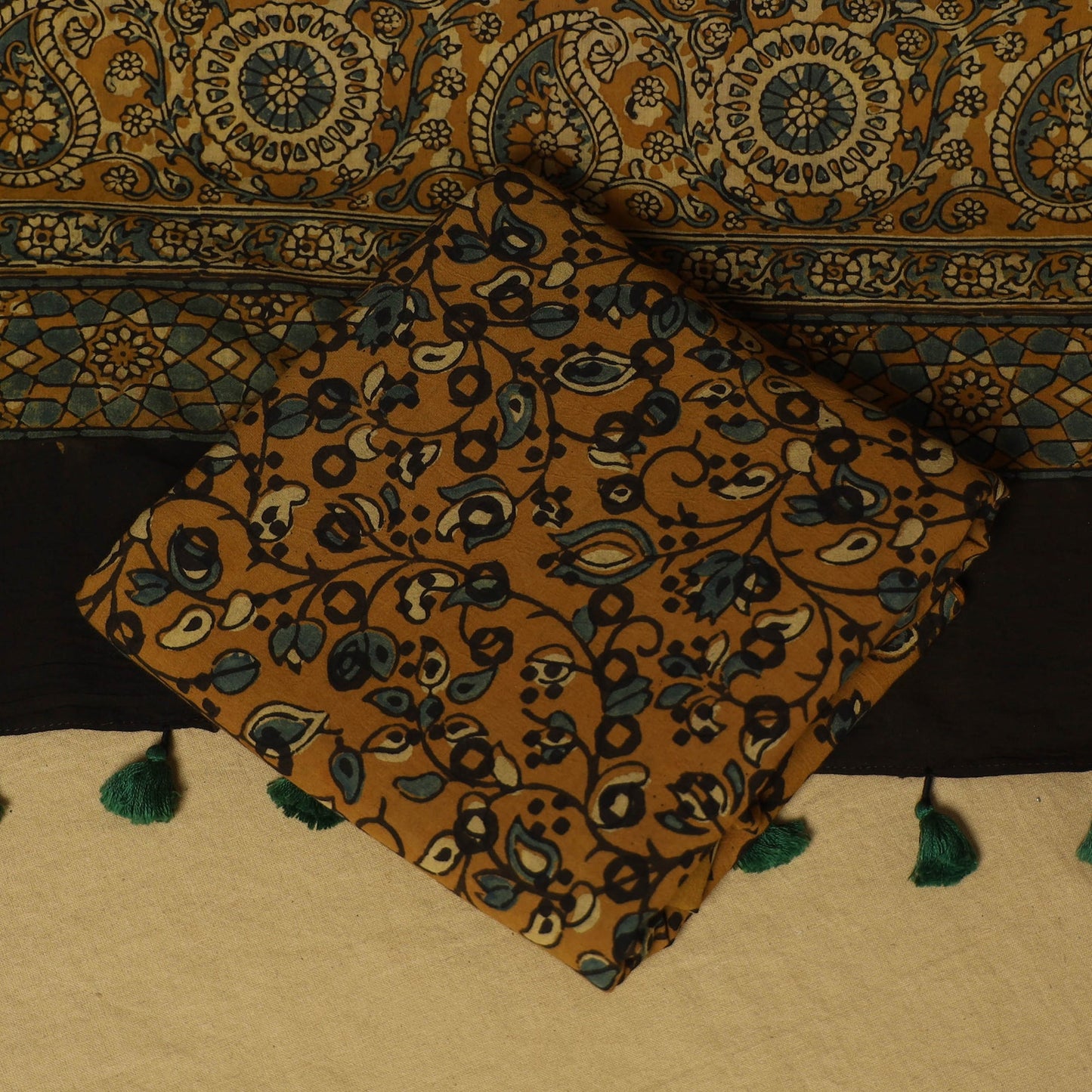 Blue - natural dyed 3pc unstitched dress material 17