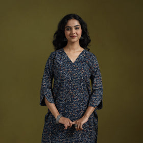 Natural dyed ajrakh hand block print cotton suit set