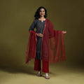 Natural dyed ajrakh hand block print cotton suit set