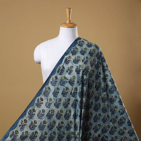 Blue Natural Dyed Bagru Ajrakh Dabu Print Fabric