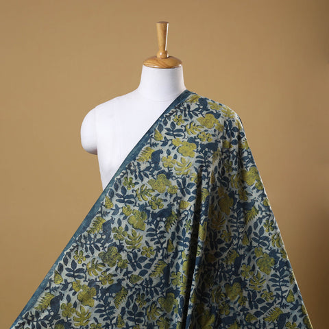 Blue - natural dyed bagru dabu fabric 02 - handcrafted