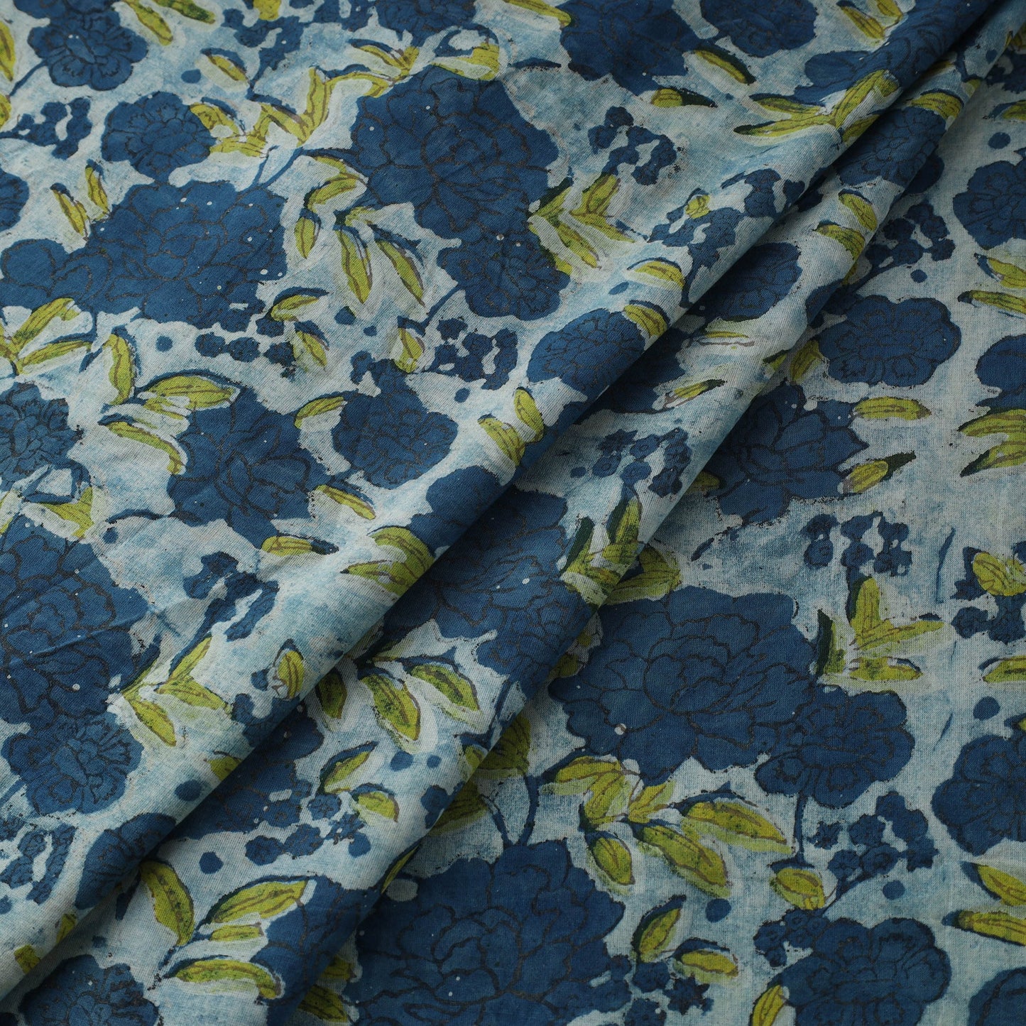 Blue Natural Dyed Bagru Ajrakh Dabu Print Fabric