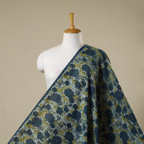 Blue - natural dyed bagru dabu fabric 07 - handcrafted