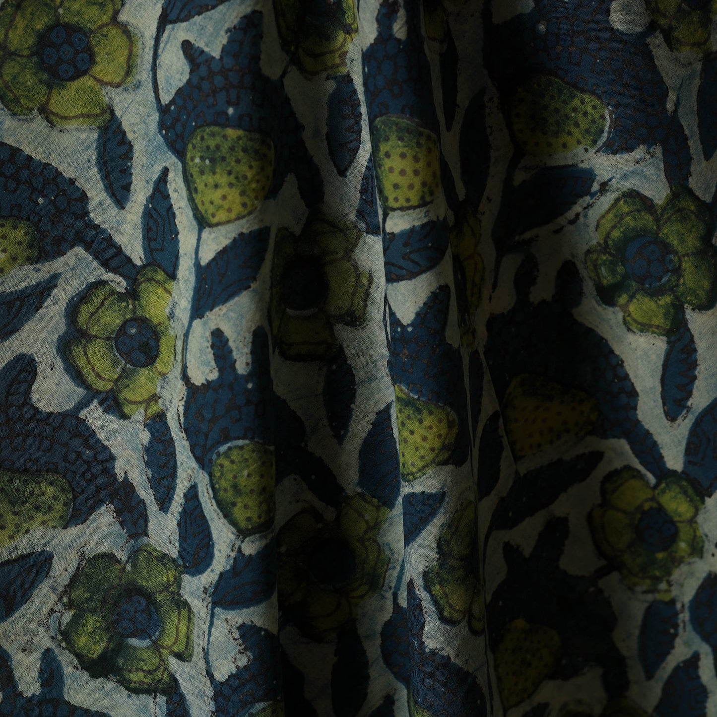 Blue - natural dyed bagru dabu fabric 10 - handcrafted