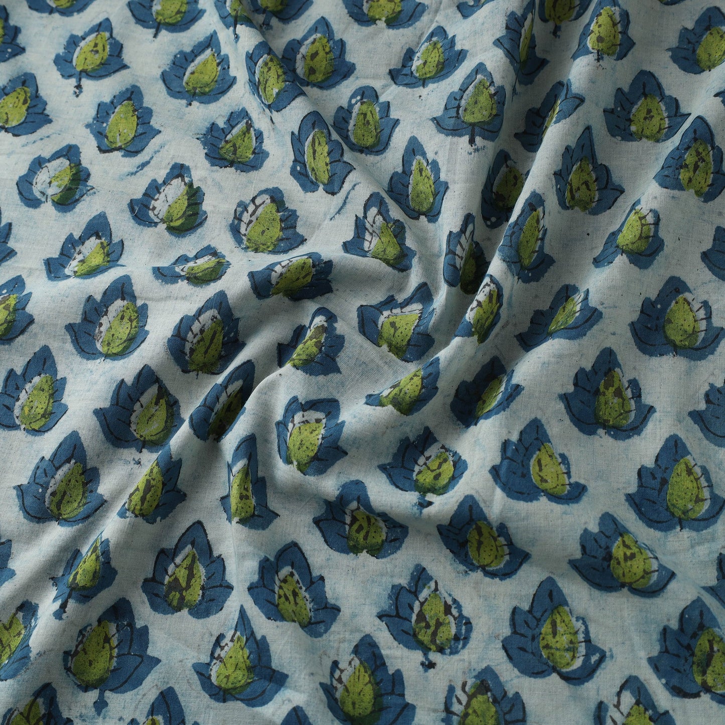 Blue Natural Dyed Bagru Ajrakh Dabu Print Fabric