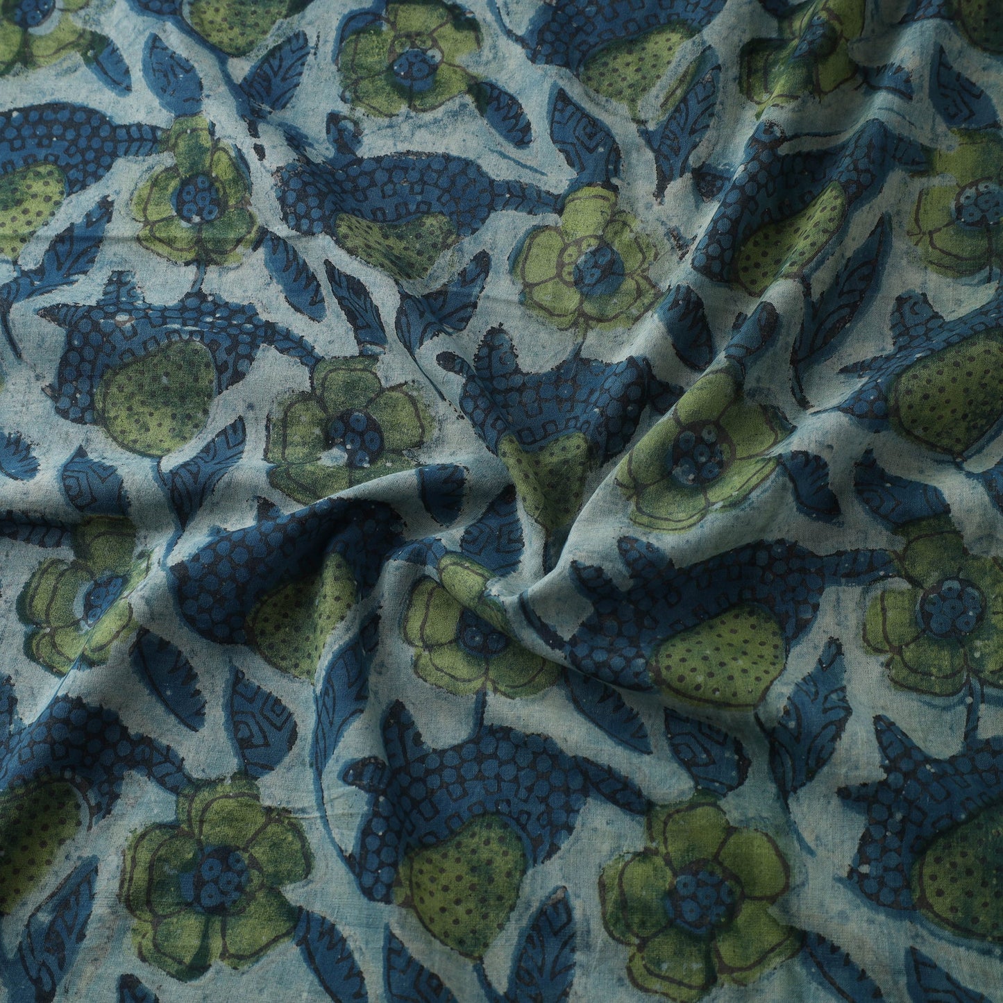 Blue Natural Dyed Bagru Ajrakh Dabu Print Fabric