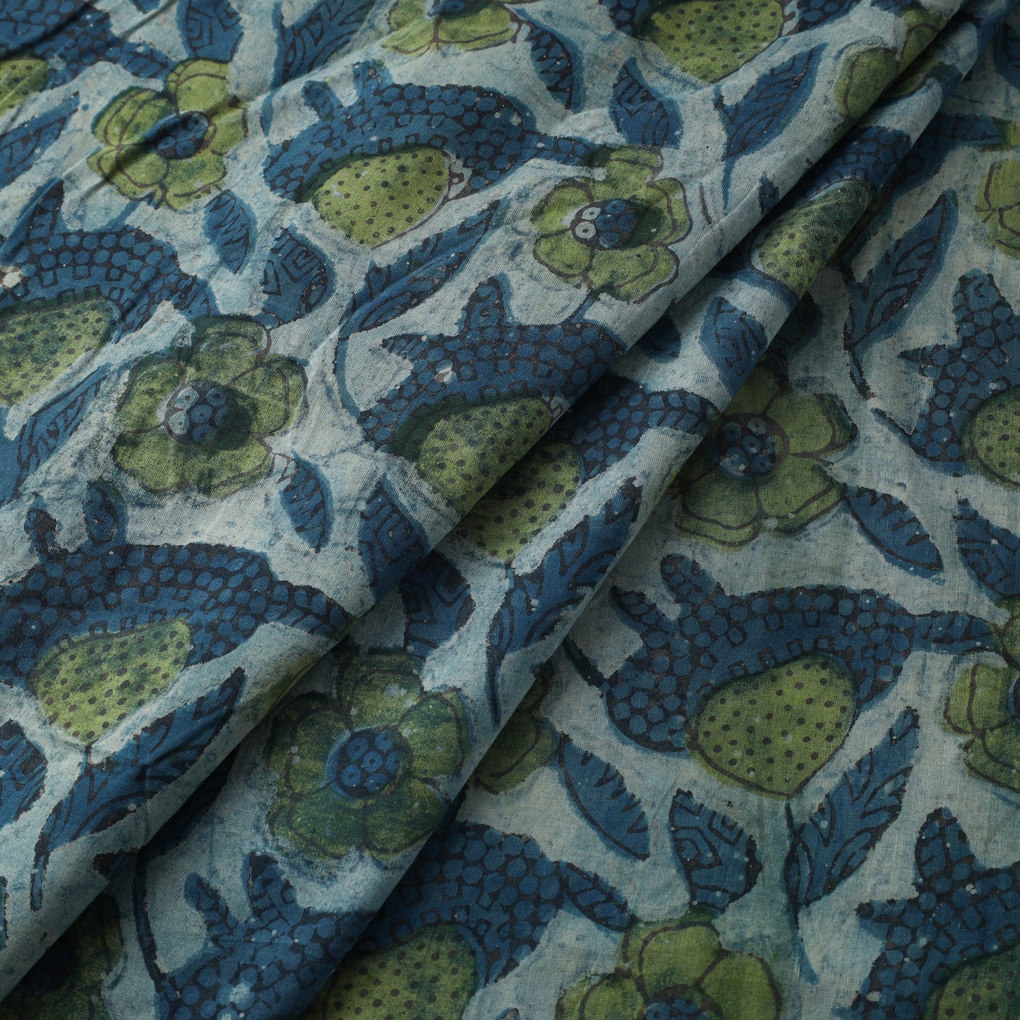 Blue Natural Dyed Bagru Ajrakh Dabu Print Fabric