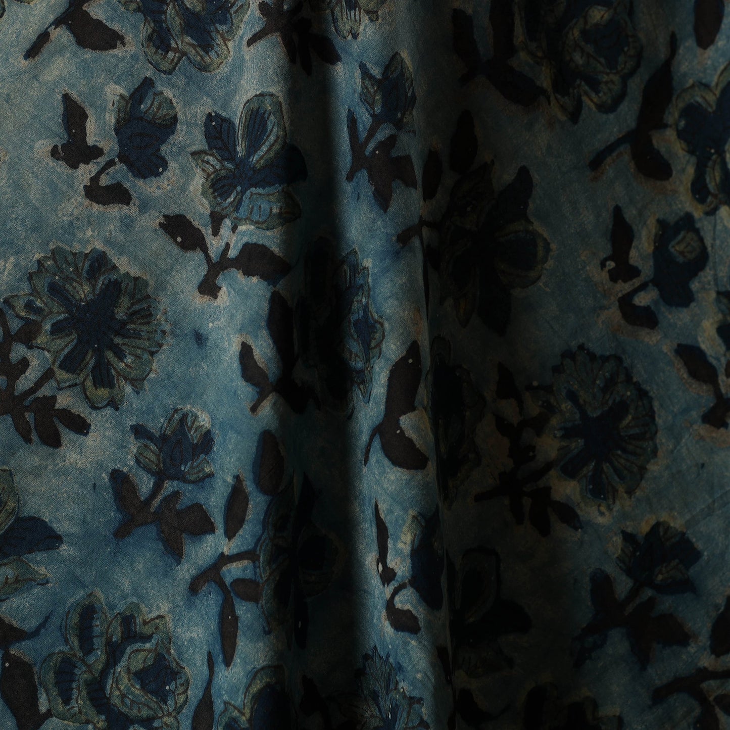 Blue - natural dyed bagru dabu fabric 17 - handcrafted