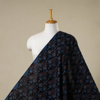 Blue - natural dyed bagru dabu fabric 19 - handcrafted