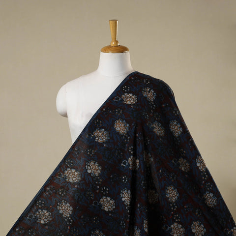 Blue - natural dyed bagru dabu fabric 21 - handcrafted