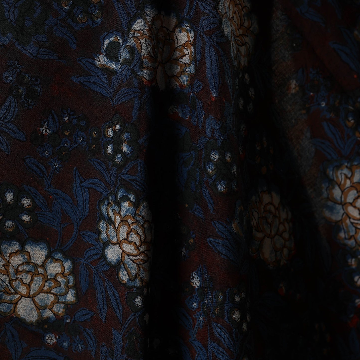 Blue - natural dyed bagru dabu fabric 21 - handcrafted