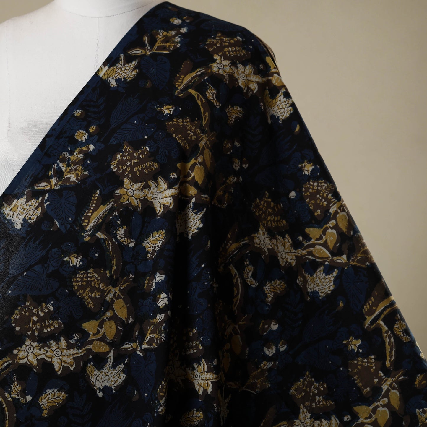 Blue - natural dyed bagru dabu fabric 29 - handcrafted