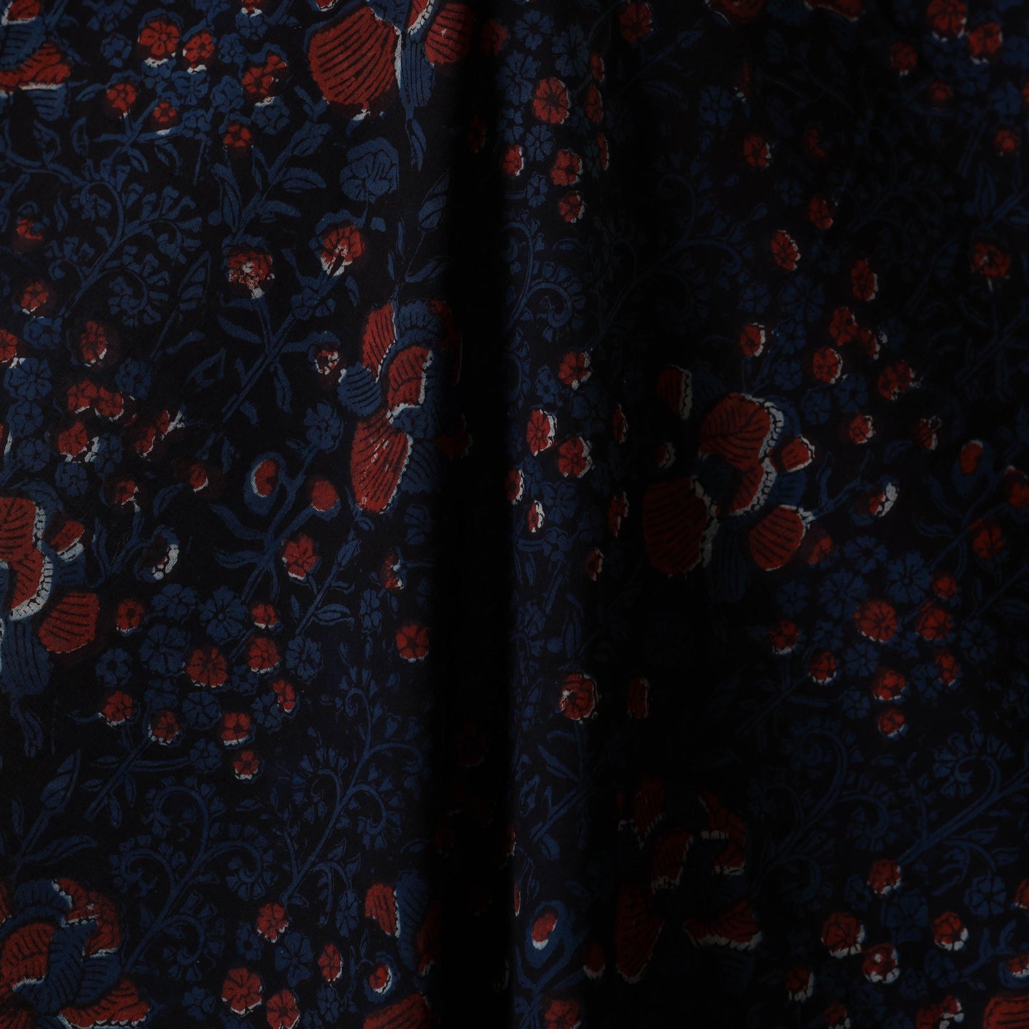 Blue - natural dyed bagru dabu fabric 38 - handcrafted