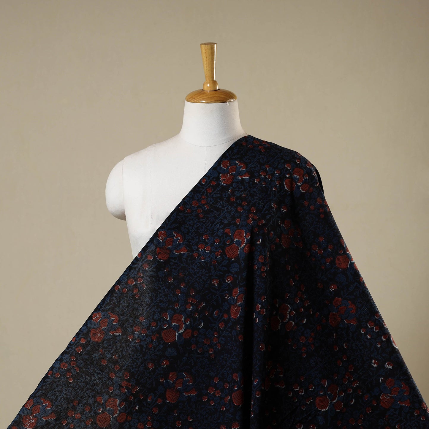 Blue - natural dyed bagru dabu fabric 38 - handcrafted